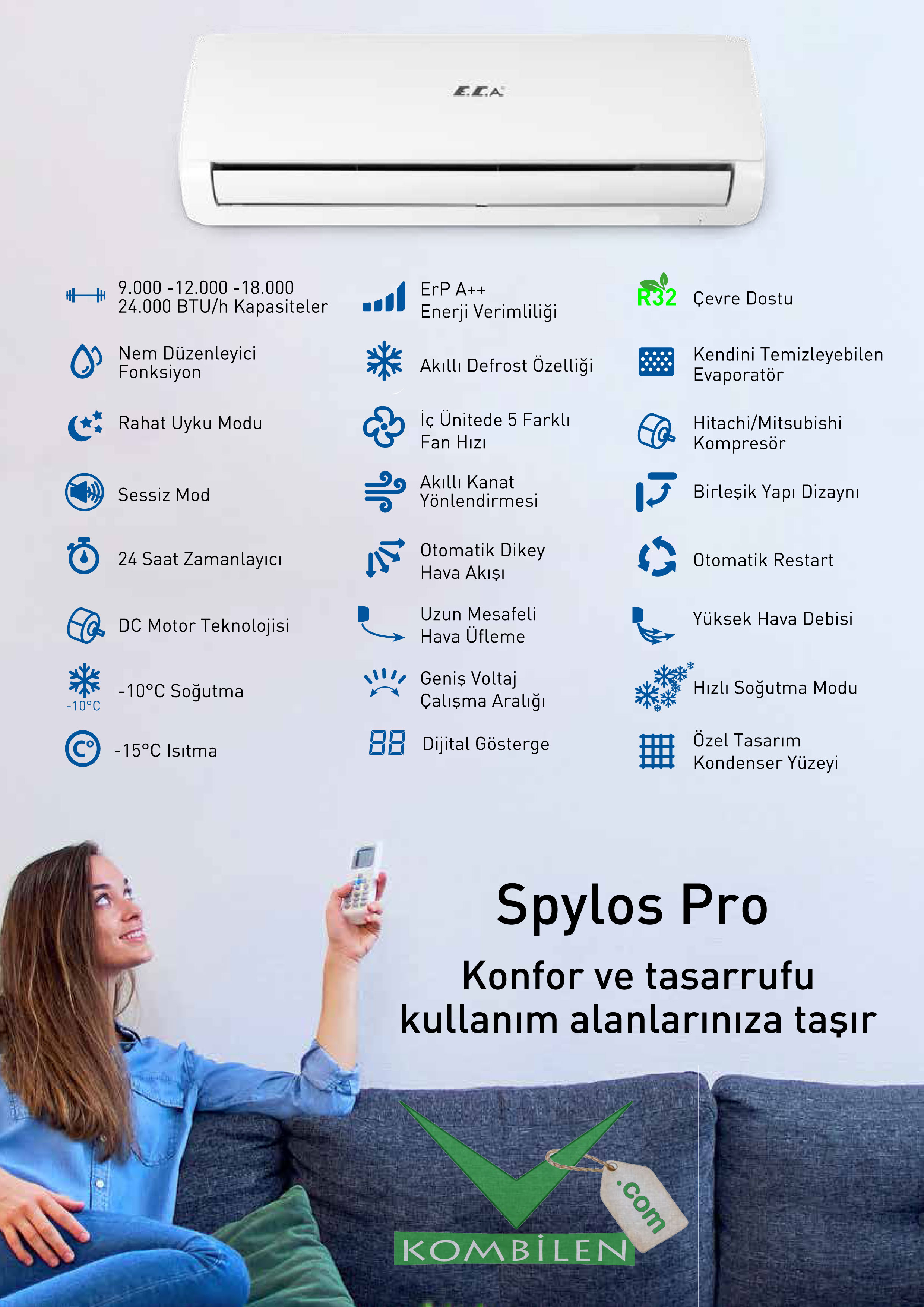 ECA SPYLOS 24.000BTU İNVERTER KLİMA